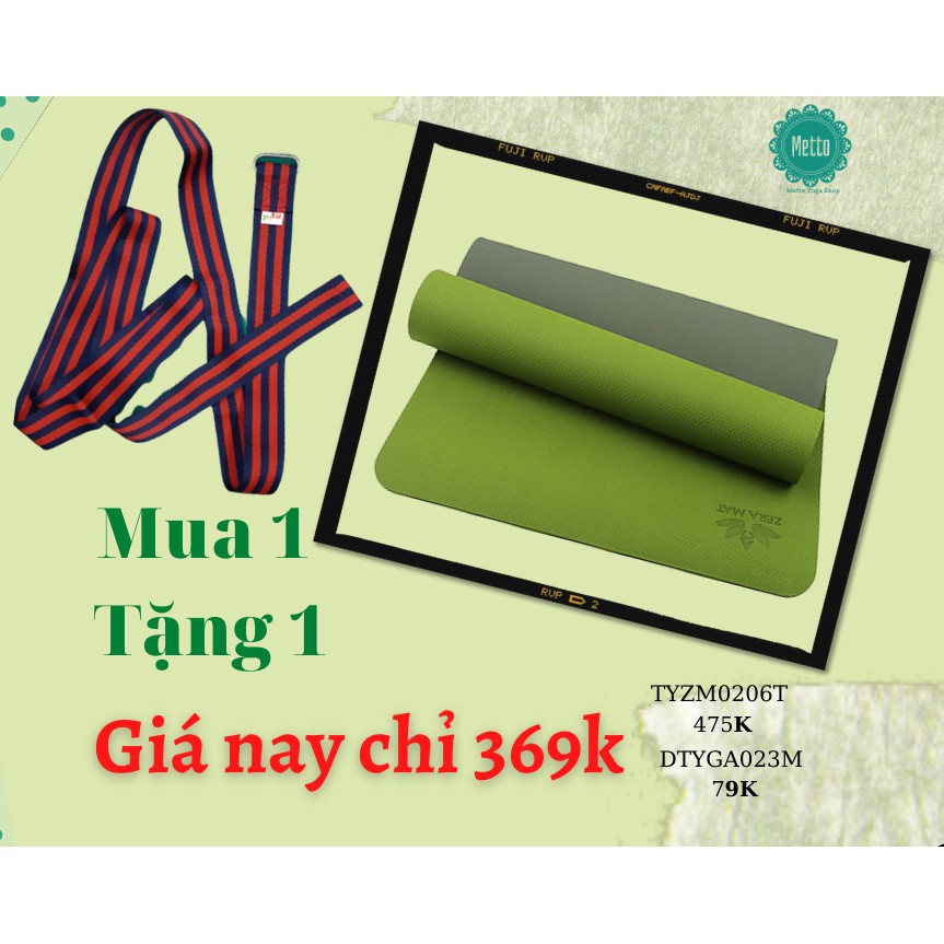 [MUA 1 TẶNG 1] THẢM YOGA ZERA MAT 2 LỚP 6MM TPE + DÂY TẬP YOGA |Hàng Việt Nam|Mettoyogashop|NEW SALE