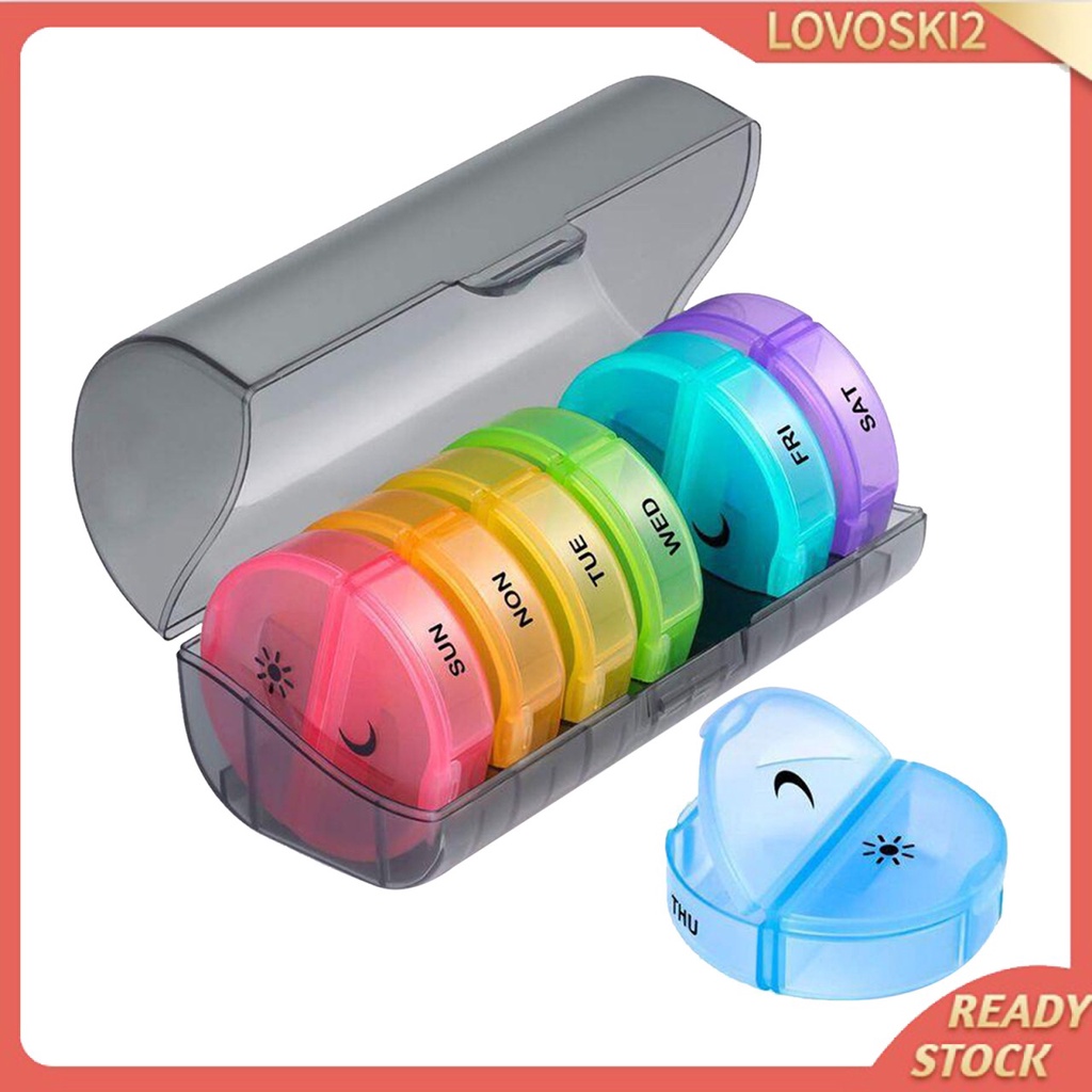 Twice-a-Day Weekly Pill Organizer 7 Day 2 Times a Day for Pills Supplements