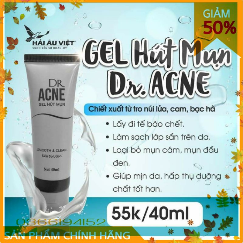 Gel Lột Mụn - DR.ACNE - Hút Sạch Mụn Cám, mụn đầu đen se khít lỗ chân lông làm Sáng Da -Chính Hãng