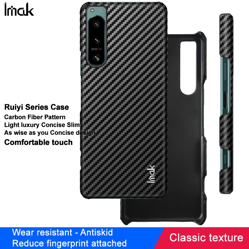Ốp Điện Thoại Da PU PC Cứng Họa Tiết Sợi Carbon Chống Sốc Imak Cho Sony Xperia 5 IV Xperia5 4