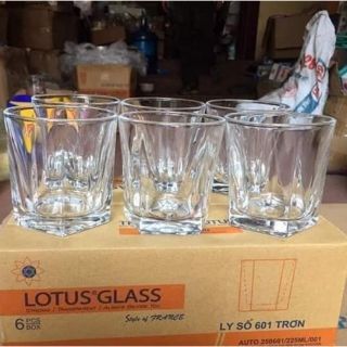 Bộ 6 ly cốc thủy tinh việt tiệp đế 5 cạnh 225ml