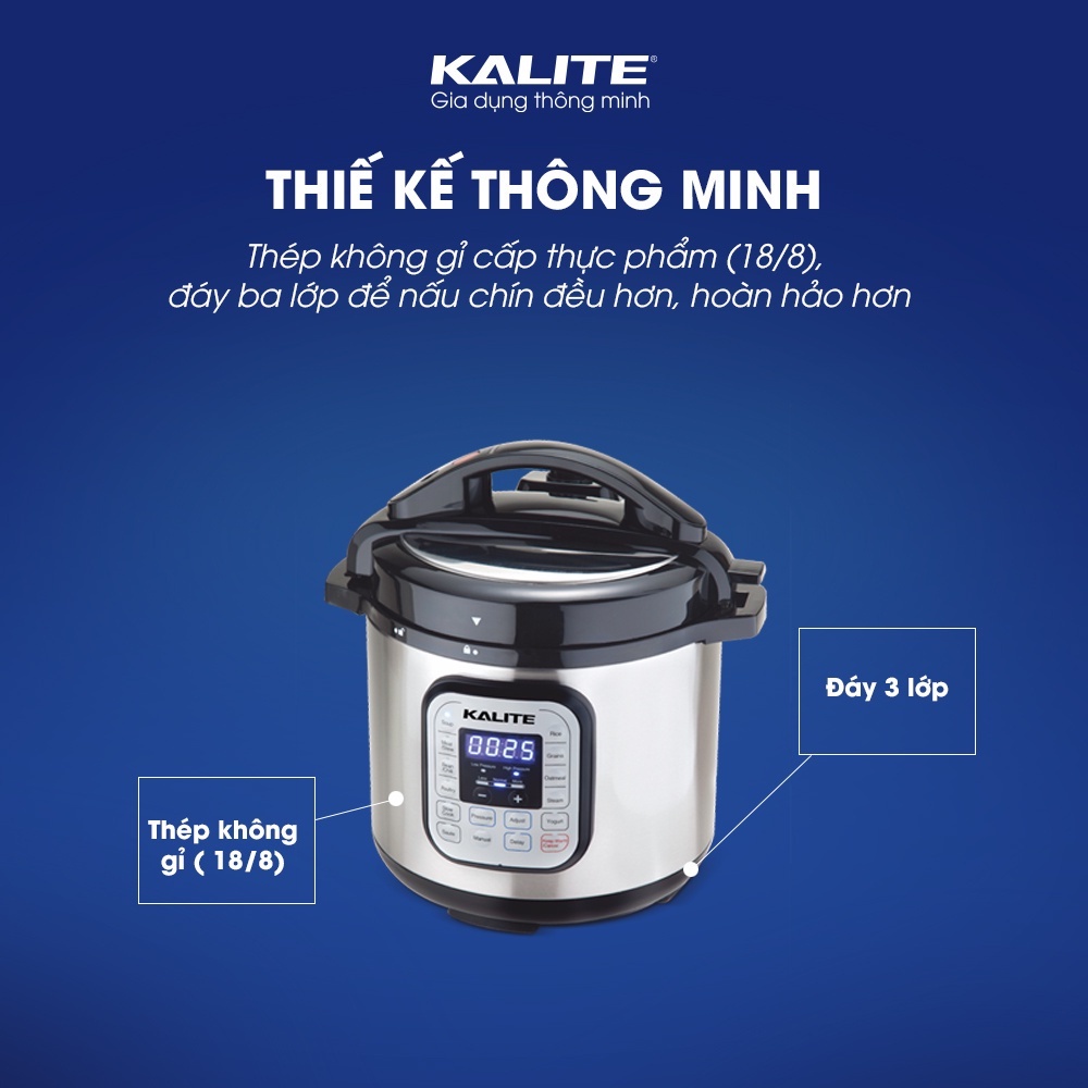 Nồi áp suất điện đa năng Kalite KL 636 KL636 dung tích 6L, 950W 10 chế độ nấu hầm đa năng, bảo hành 12 tháng - Befoyo