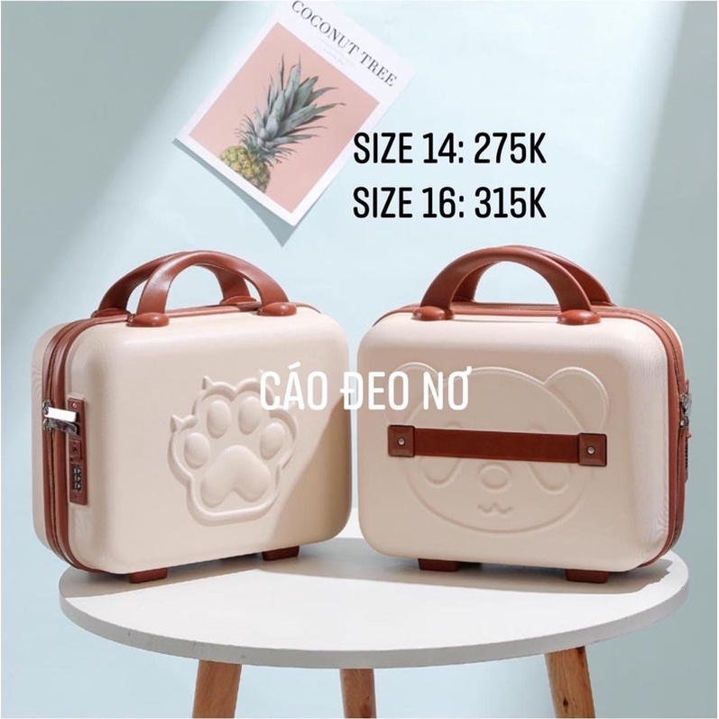 Túi Xách Cài Vali Hình Chân Mèo Size 14-16 - Cáo Đeo Nơ