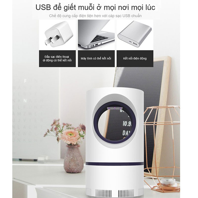 Đèn LED diệt muỗi Muỗi Đèn điện USB Nguồn quang xúc tác Mute Phóng xạ không diệt côn trùng Ruồi bẫy Đèn DYX-MWD001-White