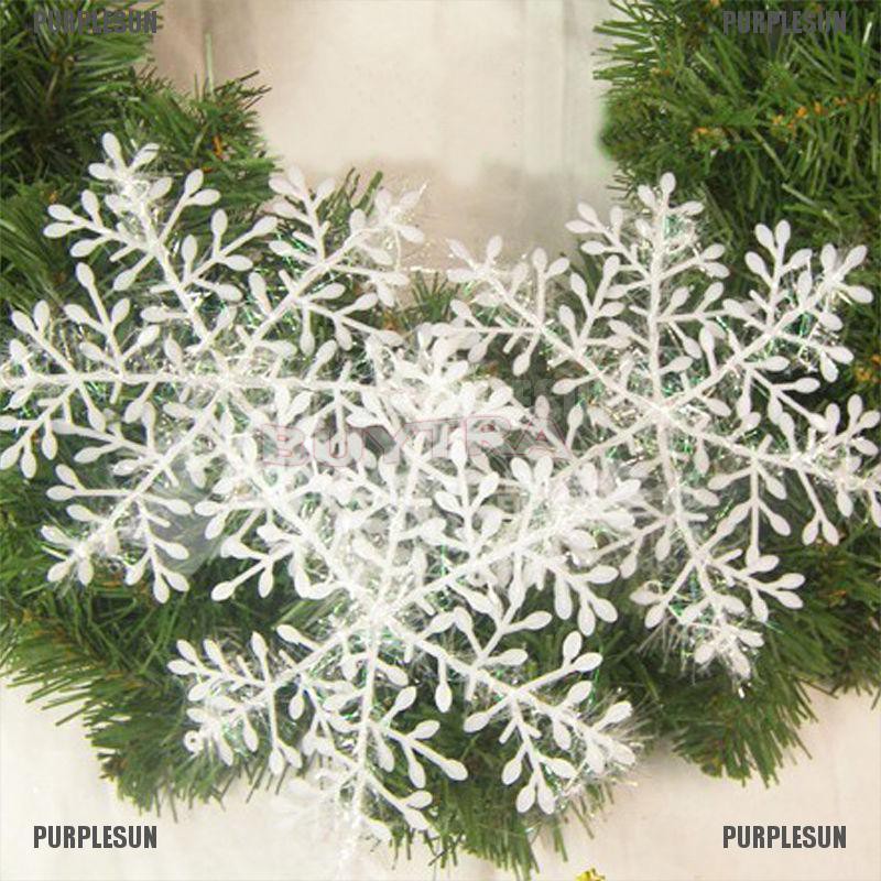 PURPLESUN 15pcs White Snowflake Ornaments Christmas Tree Decorations Home Festival Décor