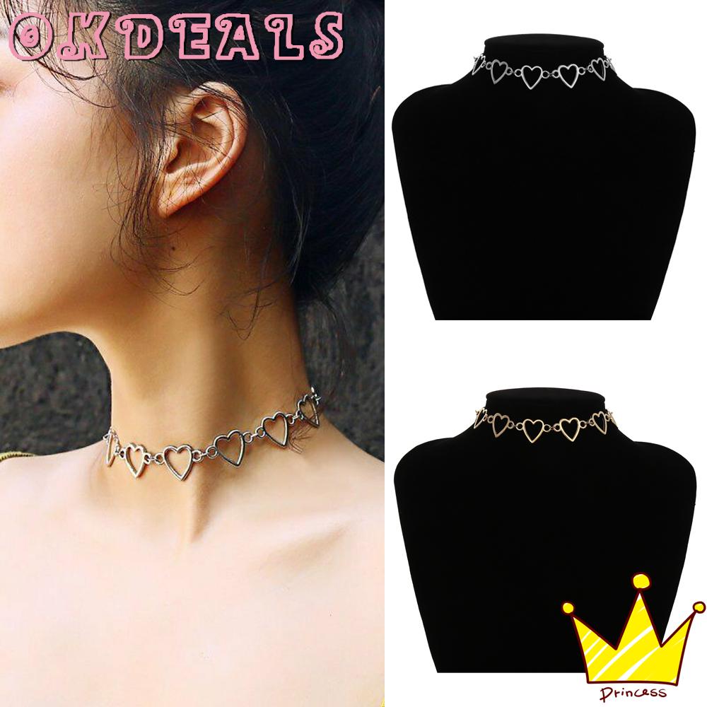 Vòng Cổ Choker Bằng Thép Không Gỉ Màu Vàng / Bạc Mặt Trái Tim Thời Trang Cho Nam Và Nữ