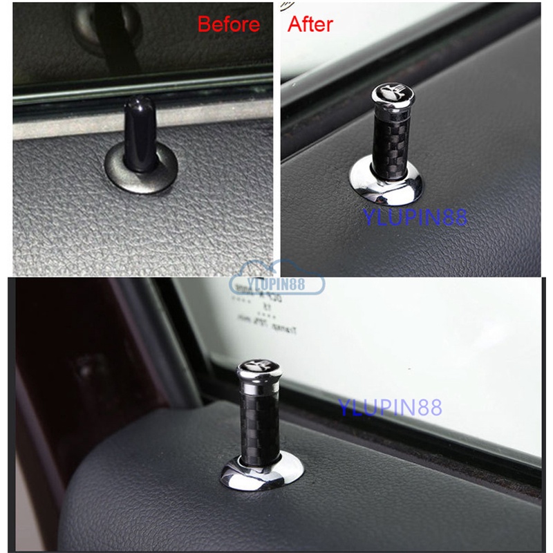 Bộ 4 Chốt Khóa Cửa Xe Hơi Bằng Sợi Carbon Cho Mercedes Benz amg W203 W210 W211 W124 W204 W202 W212 C200 W205 W220 190E W140