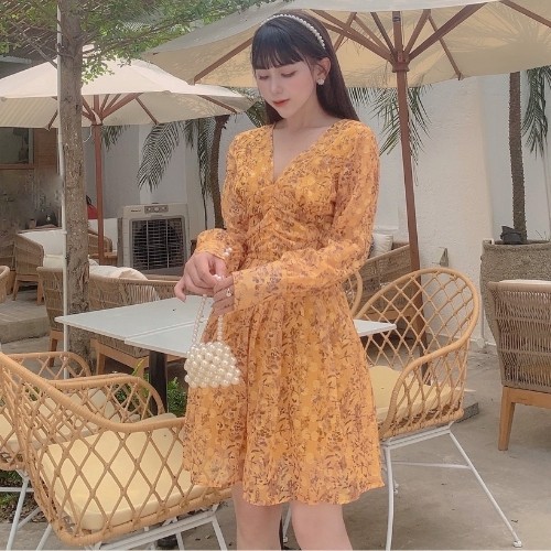 Đầm Hoa Nữ ❤ đầm hoa vàng hồng, thiết kế ❤KÈM HÌNH THẬT | BigBuy360 - bigbuy360.vn