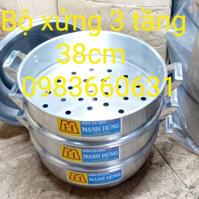 🇻🇳CHÍNH HÃNG🇻🇳XỬNG HẤP BÁNH BAO 3TẦNG NHÔM MẠNH HÙNG Sezi 38cm