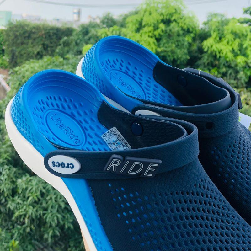 Dép Cross Literide 360  FREESHIP + Hàng loại 1 + Hộp  giày sục sandal Crocs quai ngang bít đầu nam nữ Navy-xanh