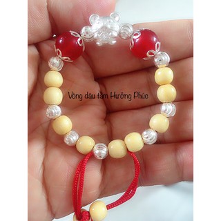 Vòng dâu tằm cho bé - vòng gắn bi bạc và con giáp