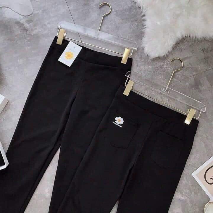 Quần legging hoa cúc thêu umi hàn cao cấp