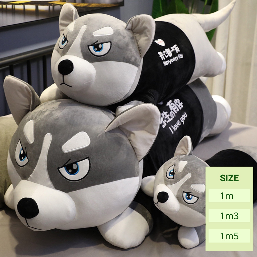 Gối Ôm Hình Thú Nhồi Bông HOMIES Mẫu Chó Husky Nhập Khẩu Nguyên Con - Bông Trắng Tinh Khiết Êm Ái Nhiều Kích Thước