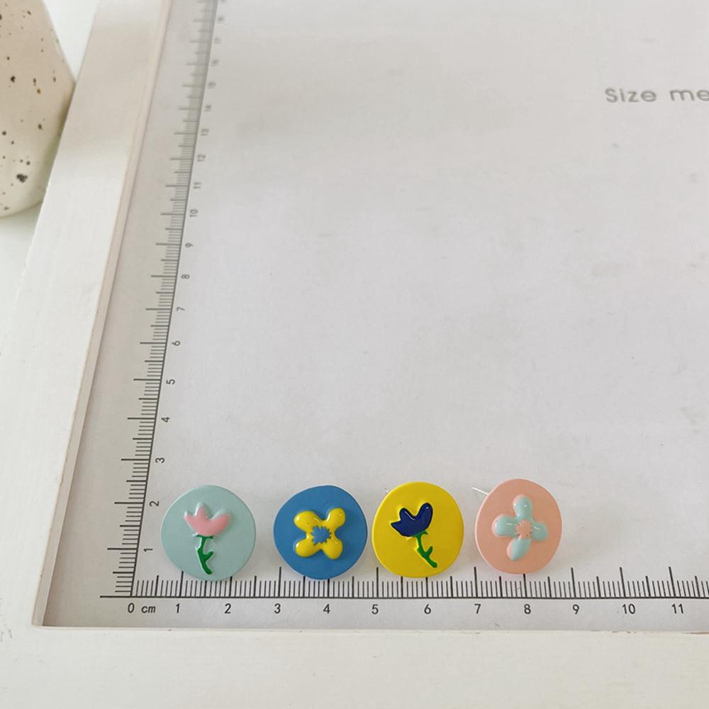 Vanes1 Khuyên Tai Hợp Kim Hình Hoa Tulip Màu Sắc Ngọt Ngào Đơn Giản Cho Nữ