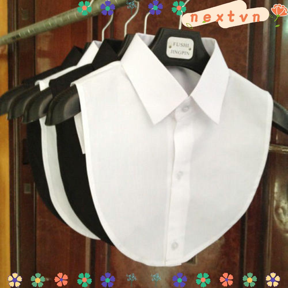 Cổ áo sơ mi giả màu trơn phối ren phong cách vintage thời trang cho nữ