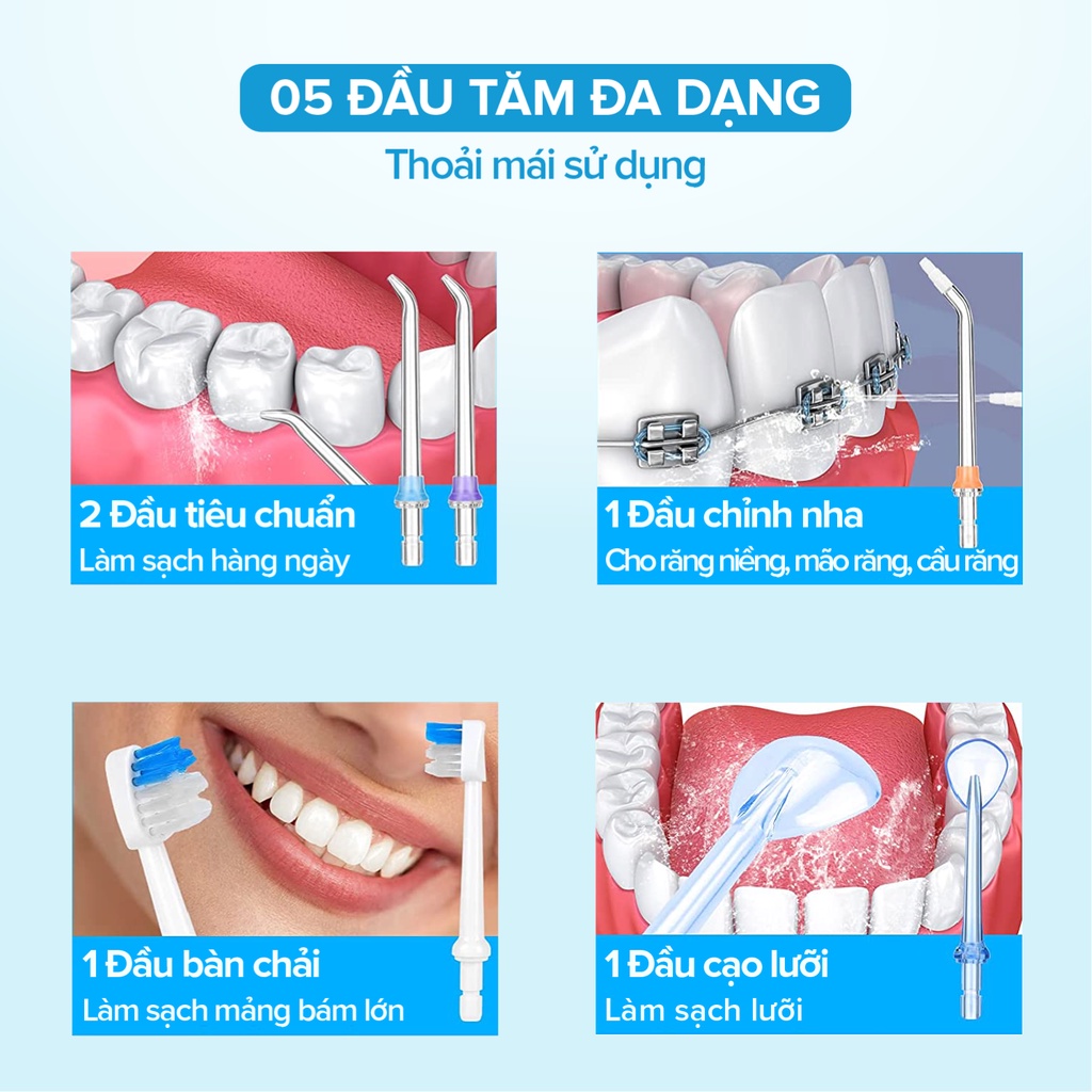 Máy tăm nước cầm tay Maxcare Max456S/Max456SE Nhật Bản - Tặng túi đựng cao cấp & 5 đầu tăm - BH chính hãng 12 tháng