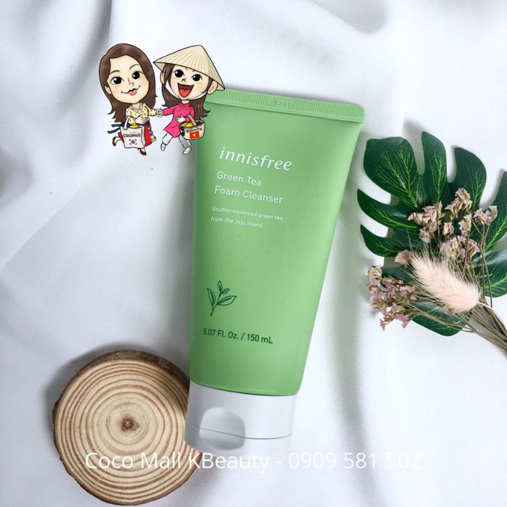 Sữa rửa mặt trà xanh Innisfree Green Tea Foam Cleanser 150ml Hàn Quốc làm sạch sâu và ngăn ngừa mụn Coco Mall KBeauty