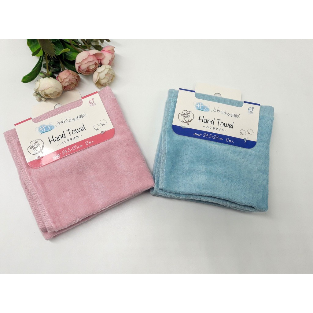 Set 2 khăn mặt mềm mịn cho bé 100% cotton (màu xanh) NỘI ĐỊA NHẬT BẢN