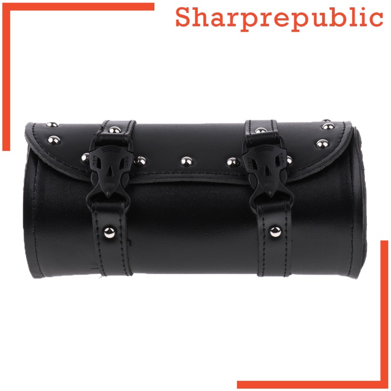 [SHARPREPUBLIC] Motorcycle Saddlebag PU Leather Round Barrel Roll Tool Bag for Harley