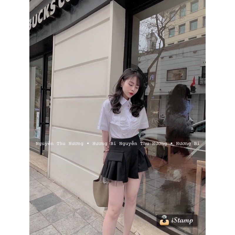 [Mã WASKT304 giảm 15% tối đa 30K đơn 99K] Áo sơ mi trắng cộc nhún giữa | BigBuy360 - bigbuy360.vn