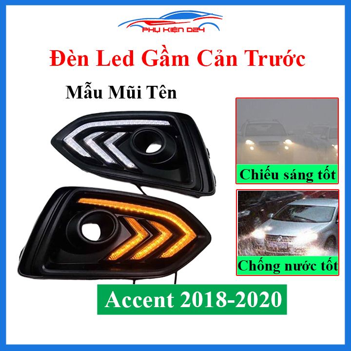 Đèn led gầm cản trước ô tô Accent 2018-2019-2020 Mẫu Mũi Tên