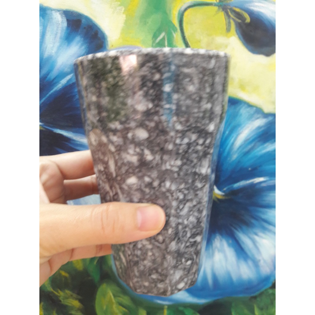 Ly nhựa Melamine vân đá kiểu sọc cao 13.3cm MS27