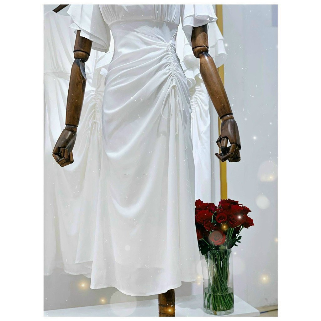 Váy Thiết kế Dự Tiệc Cưới SANJOLI Đầm Suông Dáng Dài Nữ Ôm Thiết kế Sang Trọng Đi Chơi vải voan Trắng VD006 | BigBuy360 - bigbuy360.vn