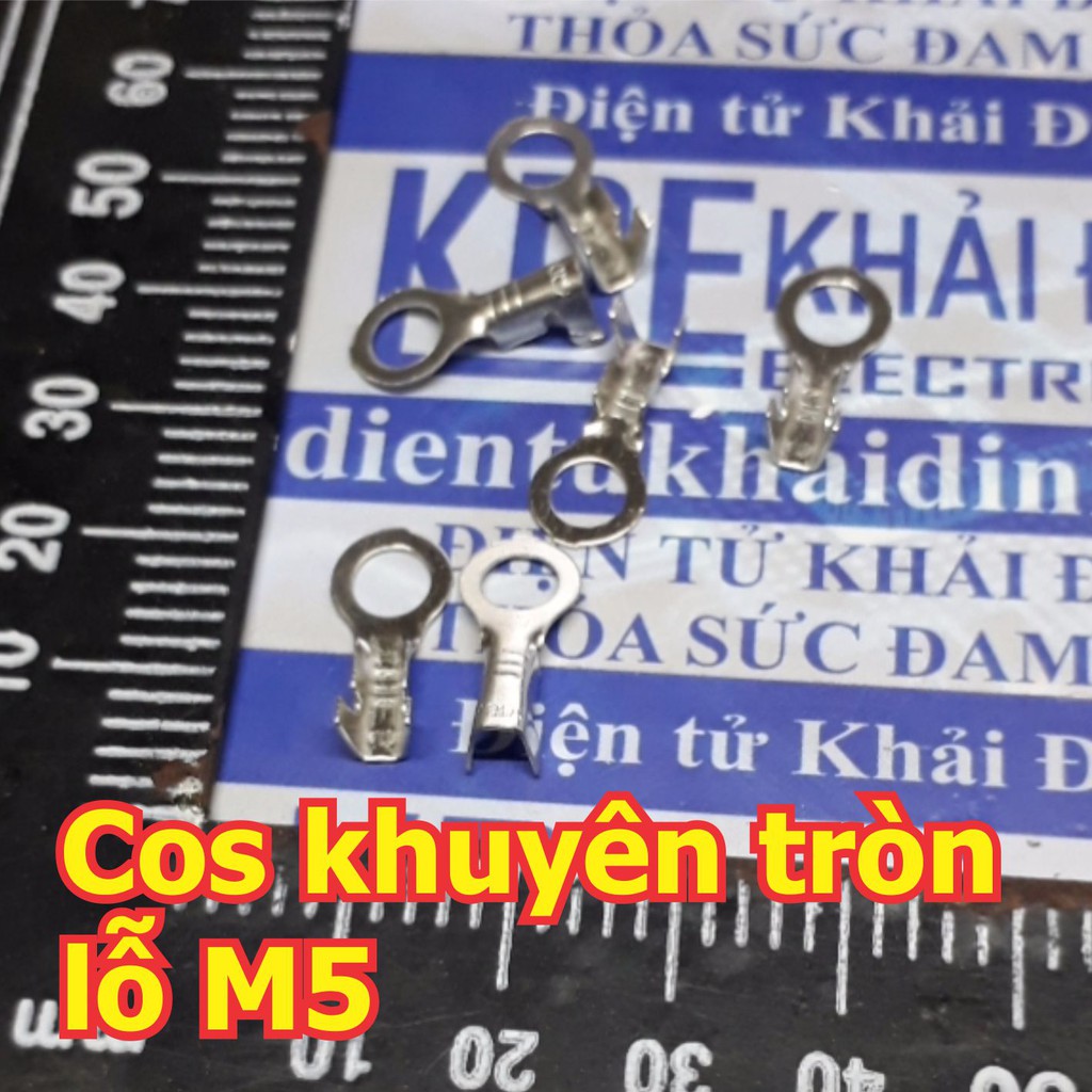 đầu cos khuyên tròn bấm dây tiếp đất….lỗ 5.2mm vặn ốc M5 bấm dây 1-2.5mm2 (100 cái) kde5031