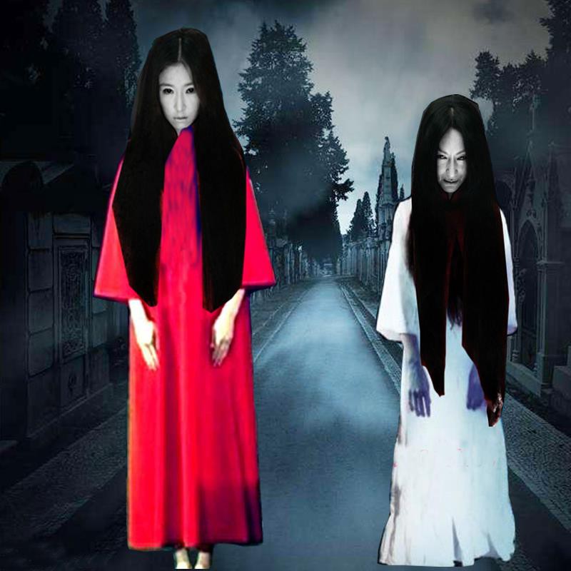 Halloween Costume Trang phục Zombie đỏ Trắng Cosplay Nữ Ma Sadako Quần áo Cô dâu