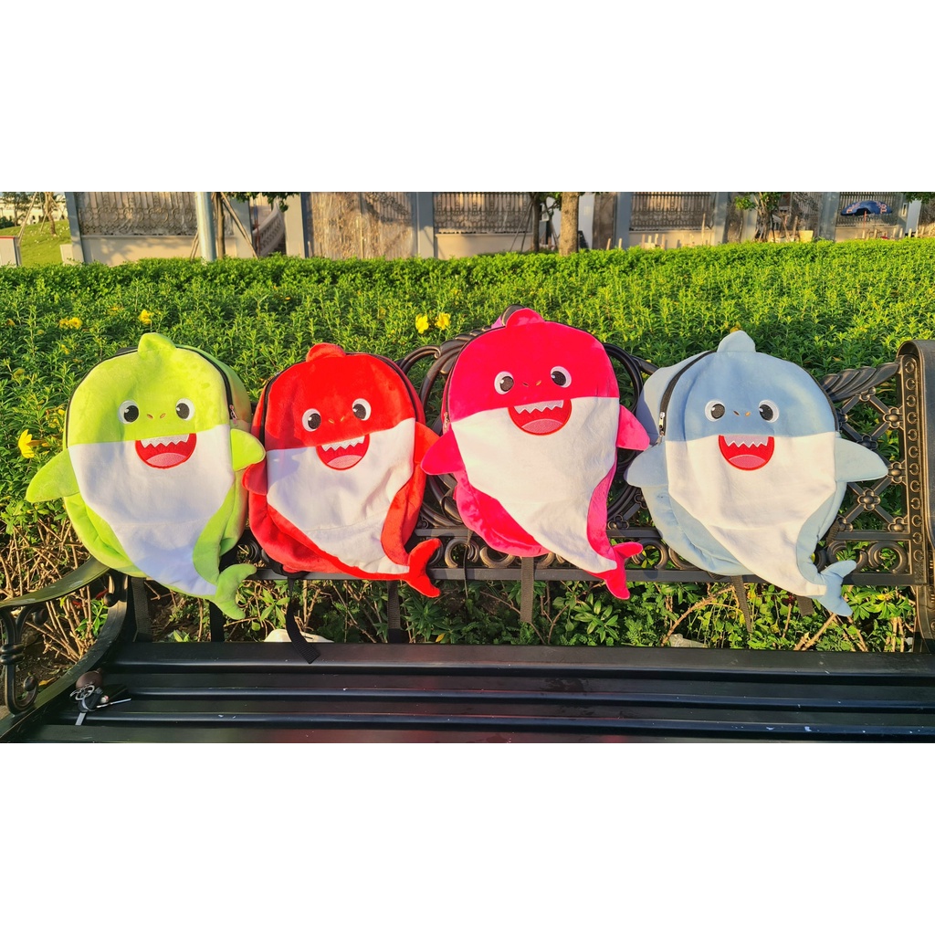 Balo cá mập Baby Shark cute vải nhung mịn cao cấp