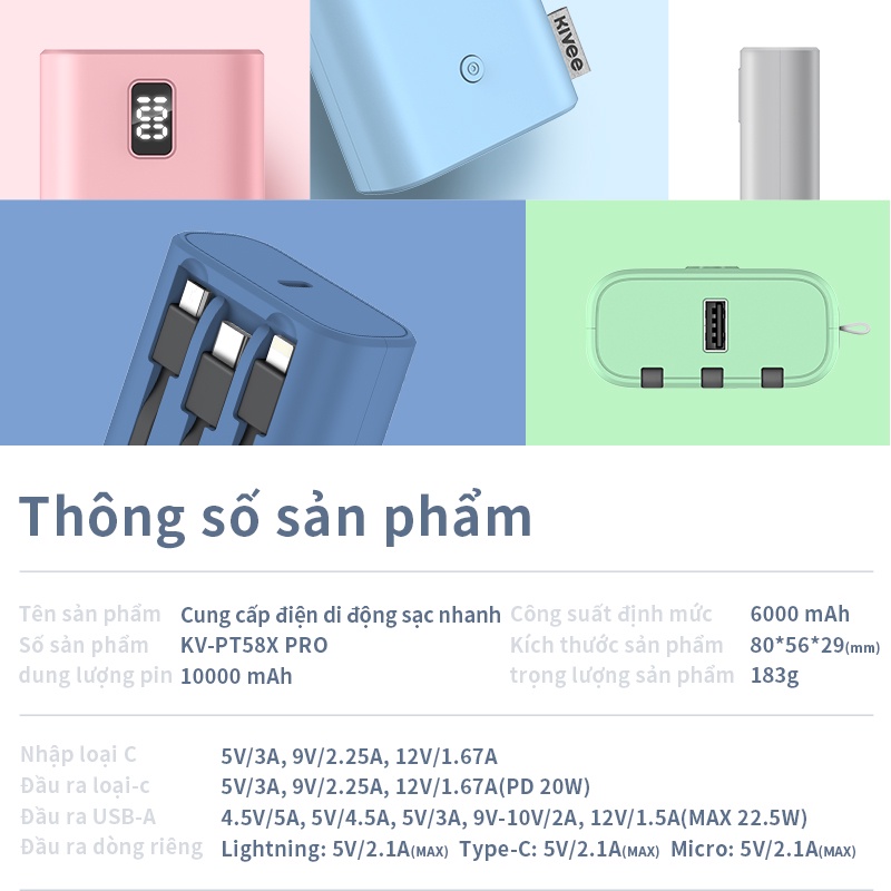 Sạc dự phòng 10000mAh BASIKE PT58 Sạc Nhanh cho HUAWEI Samsung - Bảo hành 12 tháng