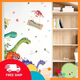 ⚡️𝗙𝗥𝗘𝗘𝗦𝗛𝗜𝗣⚡️ Decal dán tường Khủng long sắc màu