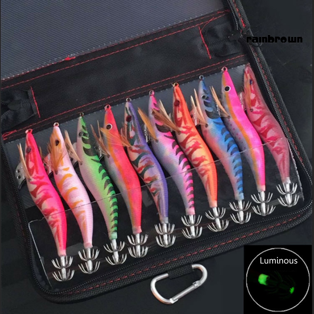 10 Mồi Câu Cá/ Mực Có Móc Phát Sáng