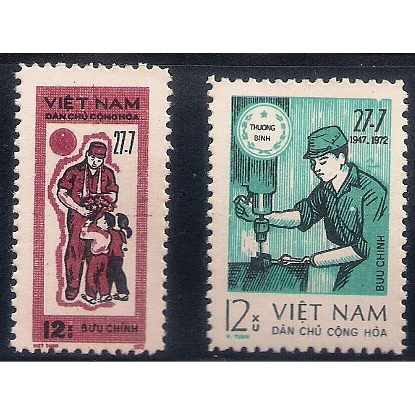 Tem sưu tập MS 279 Tem Việt Nam  Kỷ niệm 25 năm ngày Thương binh liệt sĩ 1947 - 1972 ( 2 Tem )