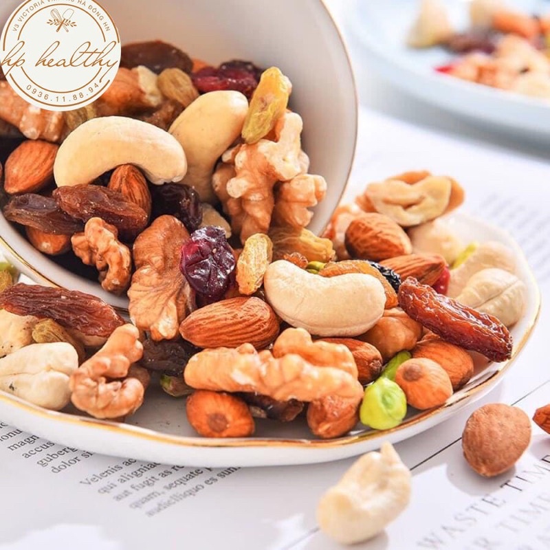 500G Mix Nuts Fruit 6 loại Granola Không Yến Mạch Hỗn Hợp Hạt Hoa Quả Sấy HP Healthy