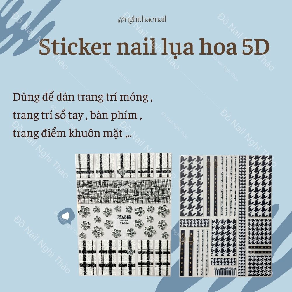 Sticker nail lụa hoa 5D