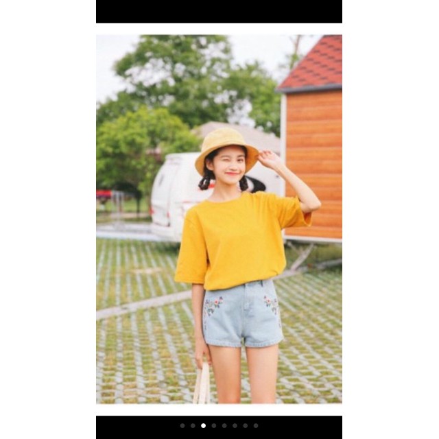 áo thun tay lỡ màu vàng nam &amp; nữ FOME RỘNG có chọn size, chất thun xịn 8l-vm09