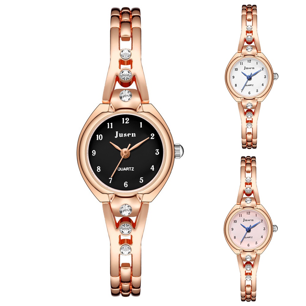 Đồng Hồ Analog Máy Quartz Nữ Mặt Tròn Đính Hột Xoàn