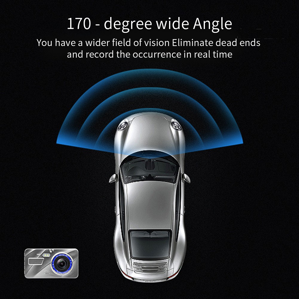 Camera hành trính ống kính kép 3.6 Inch Hd 1080p 170 độ chuyên dụng cho xe hơi