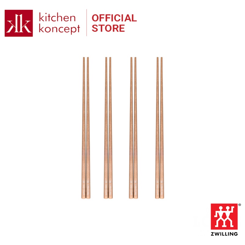 ZWILLING - Bộ Đũa Ăn Minimal Màu Vàng Hồng - 4 Cặp