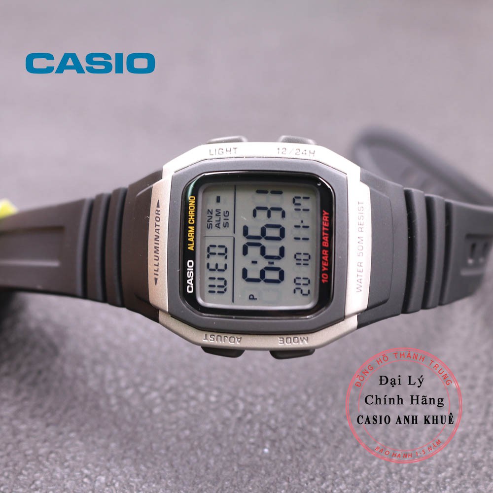 Đồng hồ nam Casio điện tử W-96H-1AVDF pin 10 năm dây nhựa