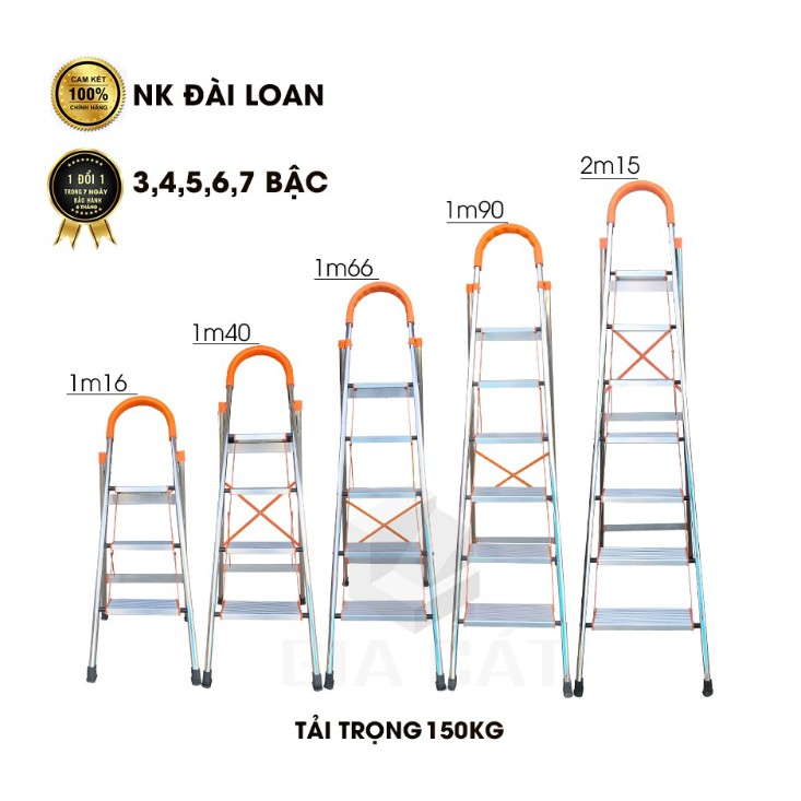 Thang Ghế Nhôm  Nhập Khẩu Đài Loan - 5 Bậc Cao 1m66 - Chính Hãng TAKIYAYA
