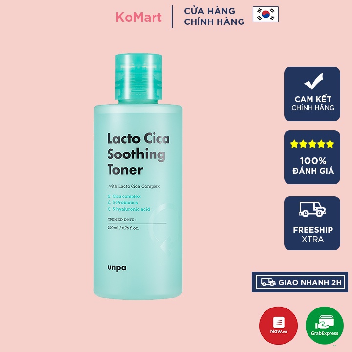 Nước Hoa Hồng Làm Dịu Và Cải Thiện Da Mụn Unpa Lacto Cica Soothing Toner 200ml