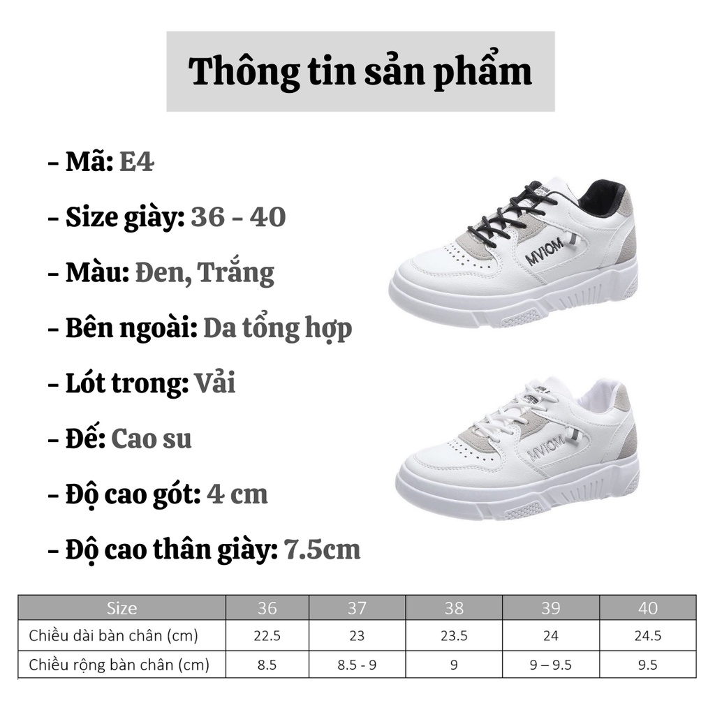 Giày thể thao nữ trắng giá rẻ độn đế ulzzang cao cấp hot trend AZUKA - E4