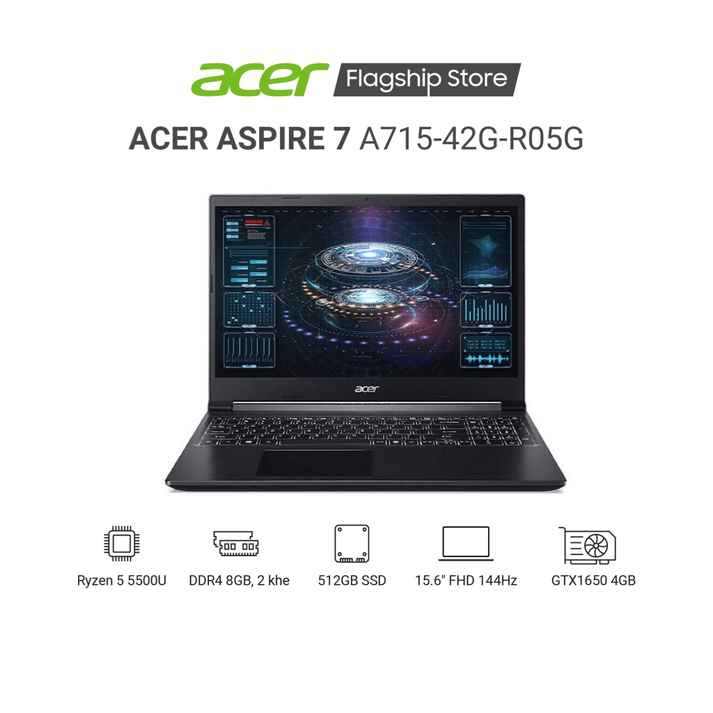 [ELBAU7 giảm 7% tối đa 1TR] Laptop Acer Aspire 7 A715-42G-R05G R5-5500U | 8GB | 512GB | GTX 1650 4GB | 144Hz