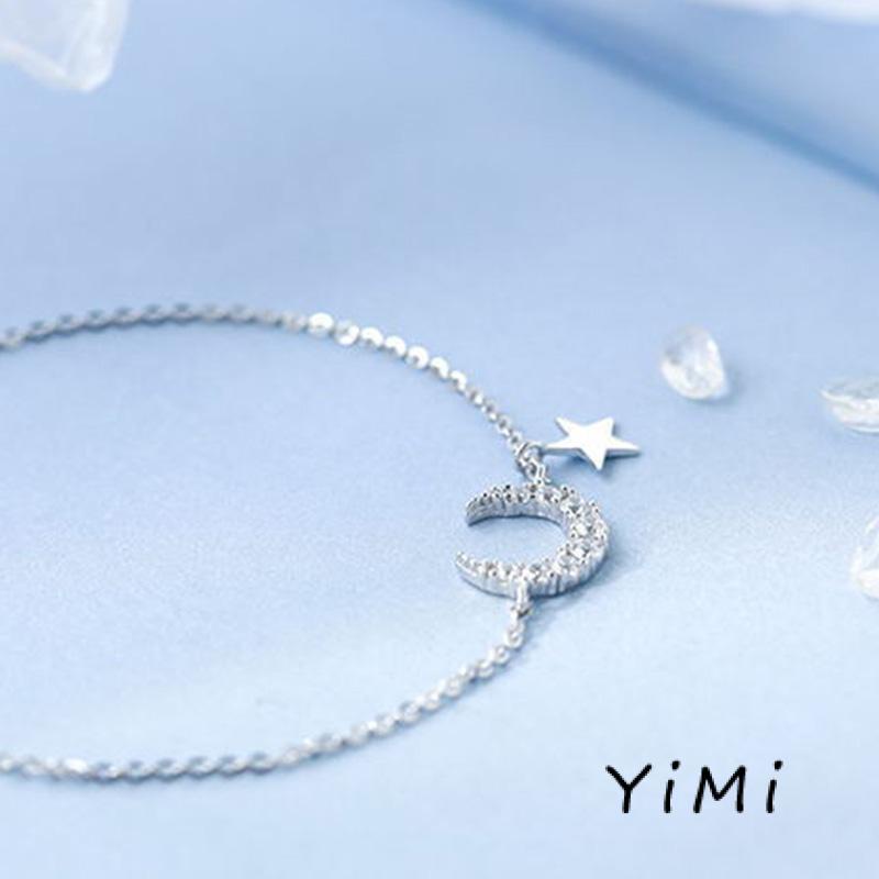 Vòng đeo tay mặt hình ngôi sao/mặt trăng dễ thương phong cách Hàn Quốc cho nữ