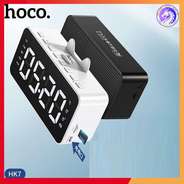 Loa Bluetooth Kiêm Đồng Hồ Báo Thức Và FM Hoco HK7 Dung Lượng Pin 2000 mAh - Pin Trâu Có Đèn LED Thông Minh Tiện Ích - B