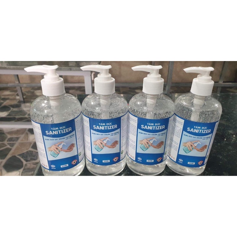 Nước rửa tay khô diệt khuẩn Tâm Đức Sanitizer dạng gel chiết xuất tinh dầu quế chai 500ml | BigBuy360 - bigbuy360.vn