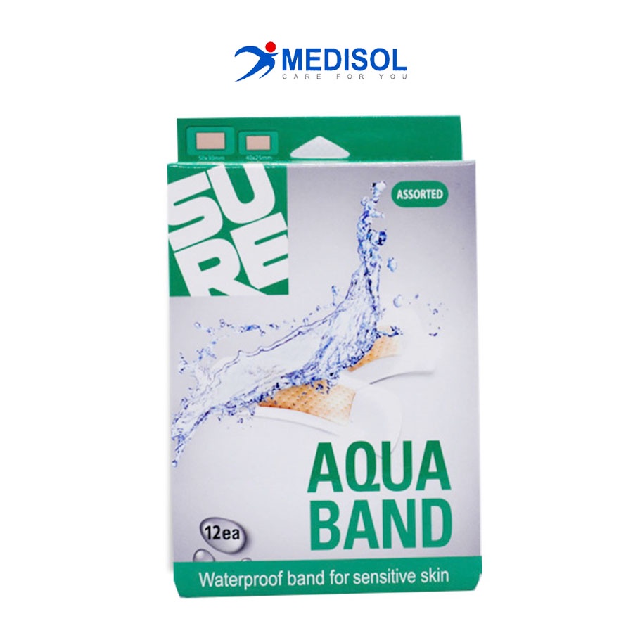 Băng Cá Nhân Chống Nước -  Aqua Band Waterproof Plaster (hộp 2 size - 12 miếng)