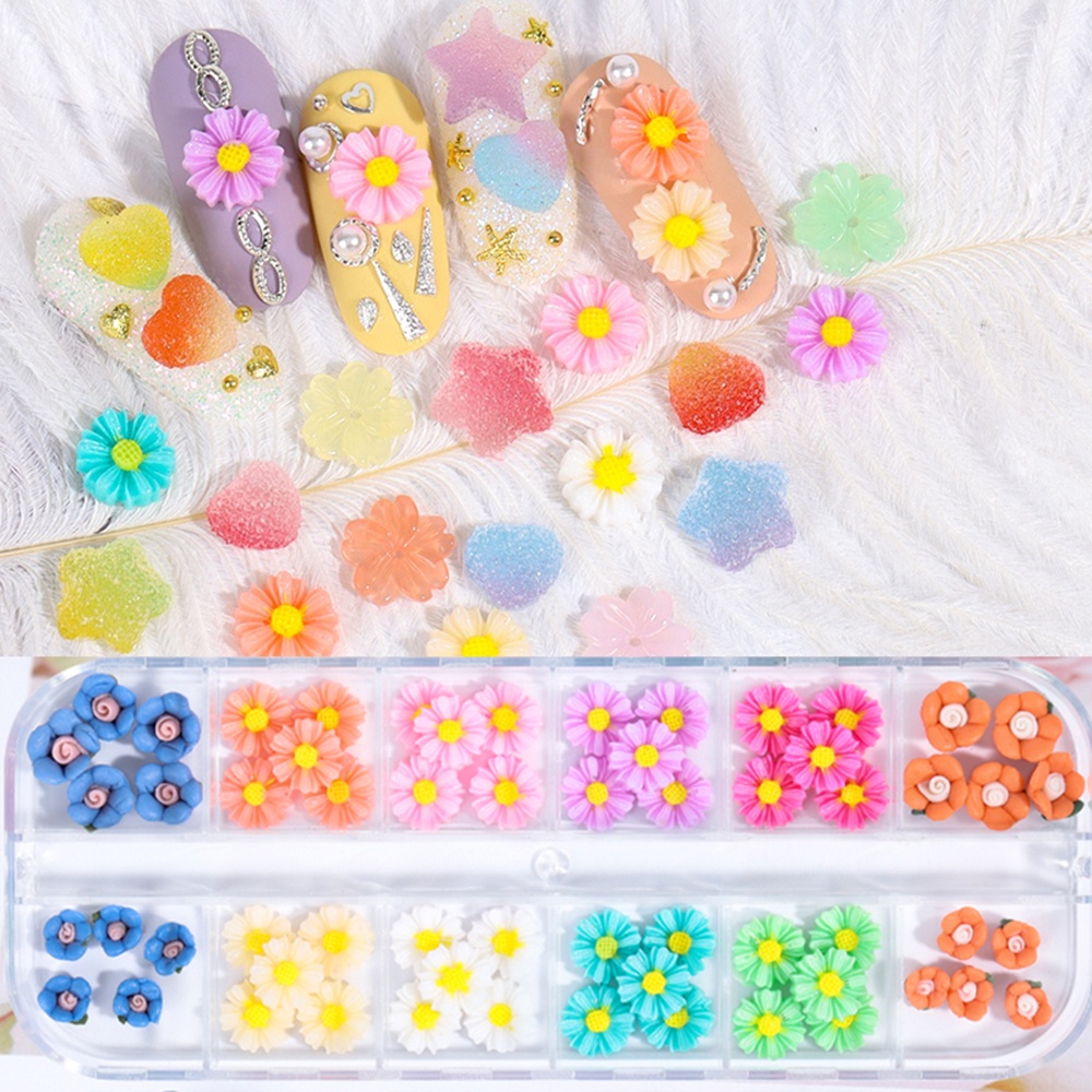 [Hàng mới về] Phụ kiện trang trí móng tay họa tiết tùy chọn 3d bằng nhựa resin nhiều màu sáng tạo DIY